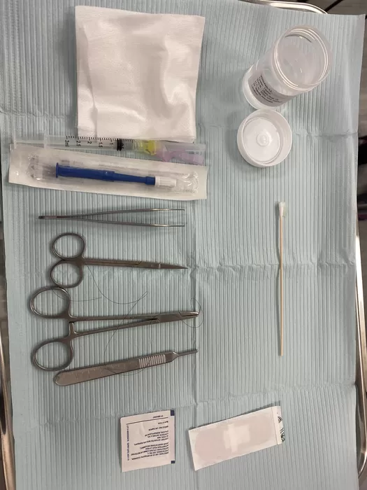 Sterile instruments prepared for treatment